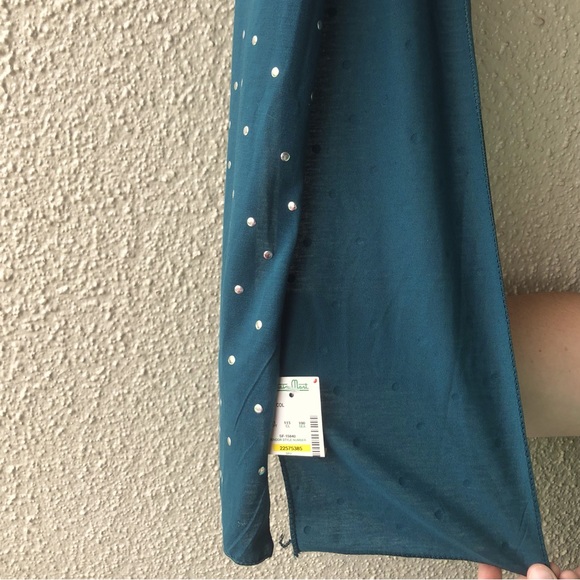 Scarf Peacock Blue Scarf with Silver Color Studs NEW - Picture 4 of 10